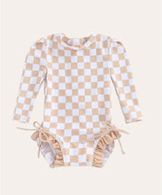 Load image into Gallery viewer, Checkered Rashguard Swimsuit
